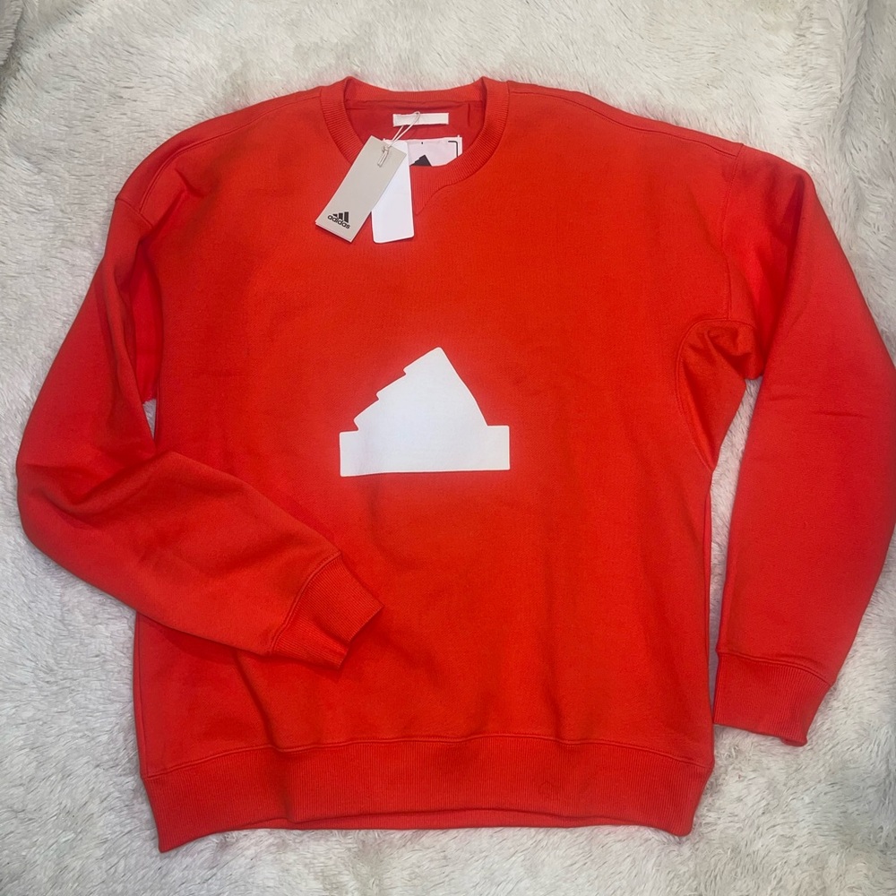 Adidas Originals Fleece Crew Sweatshirt Bright Orange Training Men's Medium